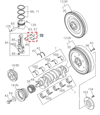 Isuzu diesel engine parts1876185320 Connecting rod bearing assembly 4LB1/C1/E1/E2DOM/EXP93.Q 4LE1/4LE2DOM/EXP07.0