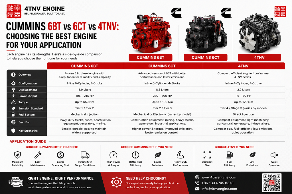 Cummins 6BT vs 6CT vs 4TNV: